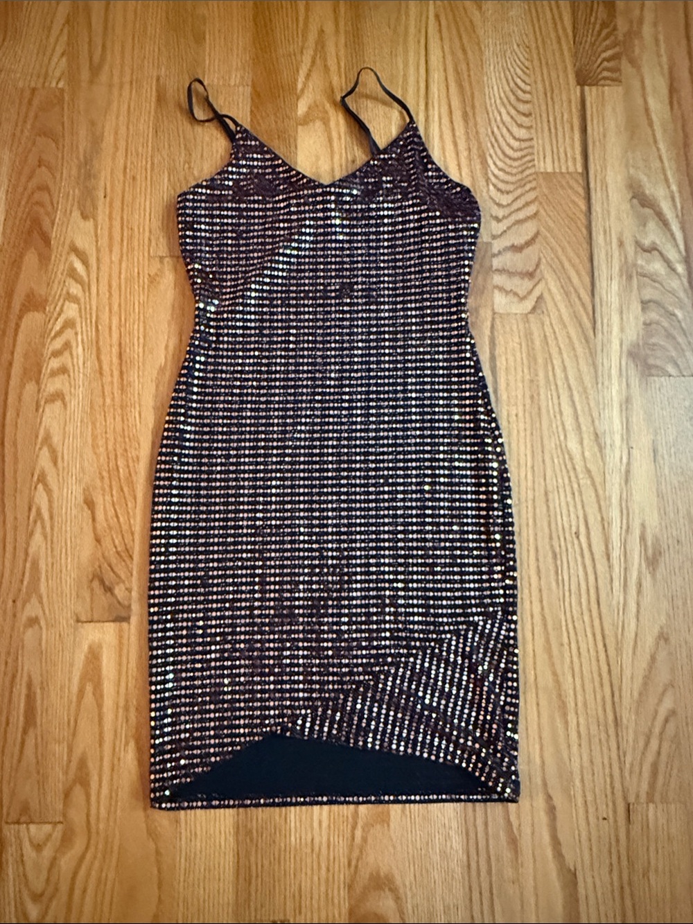 Fashion Magazine Black Sequin Midi Slip Dress